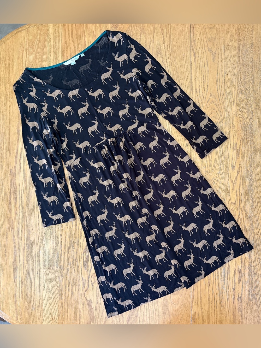 Boden Womens Black Tunic Gold Deer 6